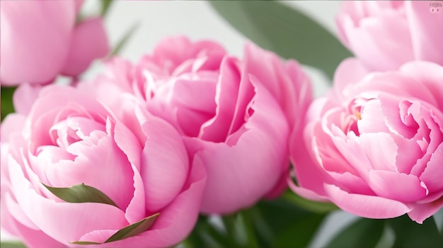 Verse stelletje roze pioenrozen en rozen
