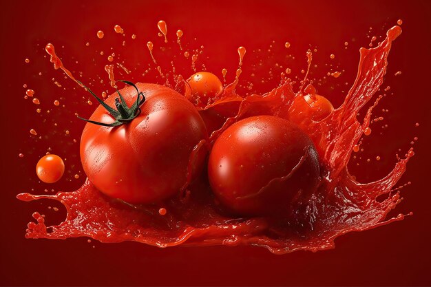 Foto verse tomaten met sapdruppels