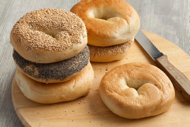 Foto verse variatie van new yorkse bagels van dichtbij