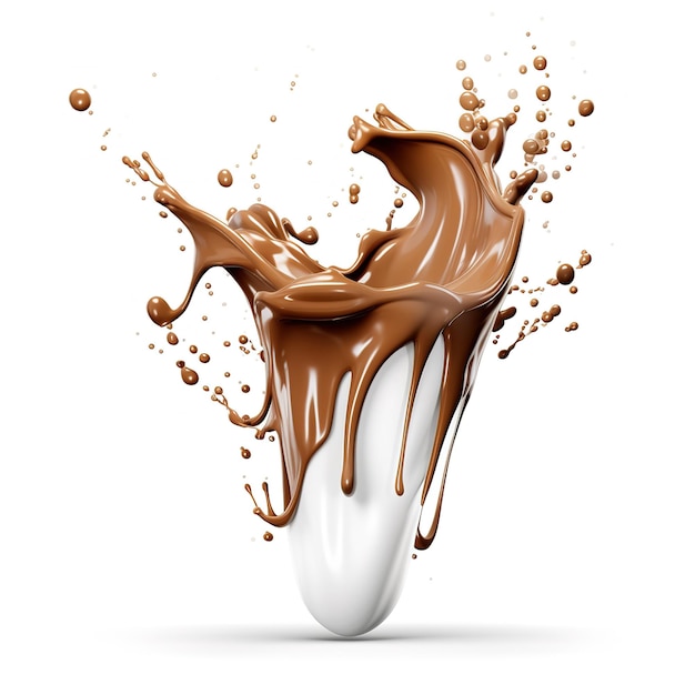 Verse vloeibare chocolade splash witte achtergrond Generatieve ai