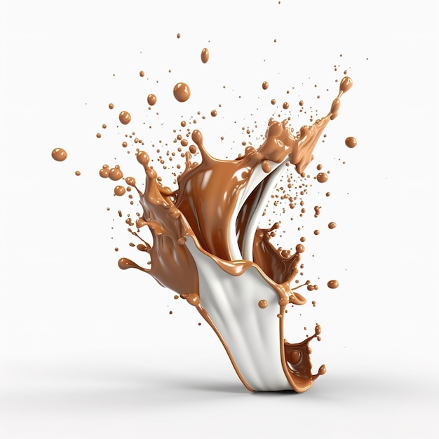 Verse vloeibare chocolade splash witte achtergrond Generatieve ai