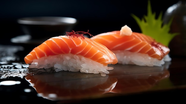 Verse zeevruchten sushi nigiri sashimi gegenereerd door AI