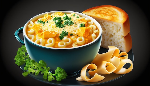 Verse zelfgemaakte gastronomische pastamaaltijd met generatieve AI van peterselie