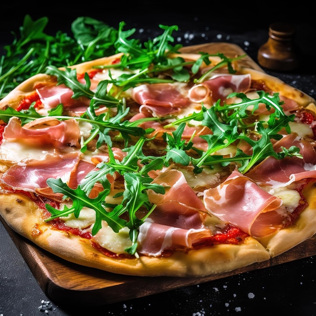 Verse zelfgemaakte Italiaanse pizza Margherita met buffelmozzarella en basilicum