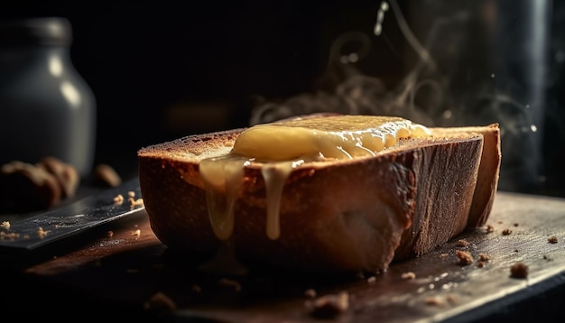 Versgebakken brood en zoete chocoladeverwennerij gegenereerd door AI