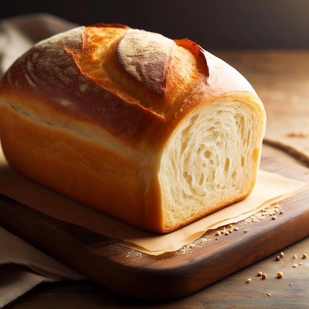 Versgebakken brood op een witte achtergrond Ai gegenereerd