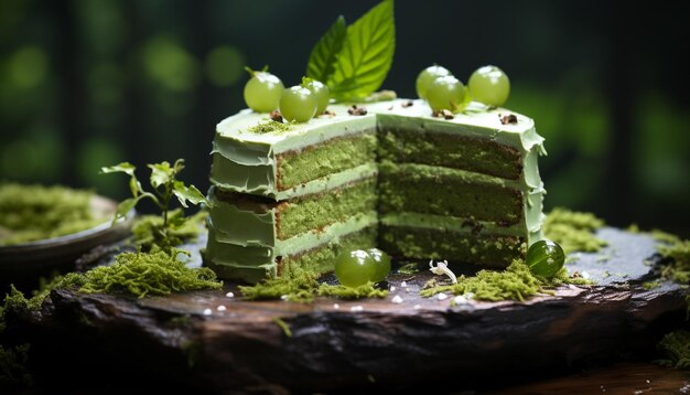 Foto versheid en genot in een gourmet chocolade dessert gegenereerd door kunstmatige intelligentie