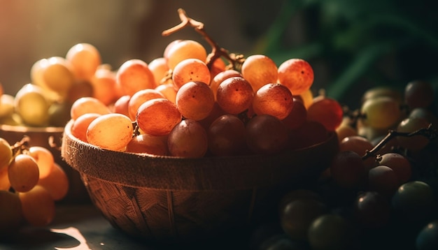 Versheid en natuur combineren zich in een gezonde eetbak met fruit gegenereerd door kunstmatige intelligentie