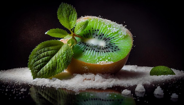 Versheid en natuur gevangen in een close-up blad gegenereerd door AI