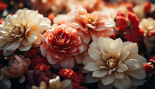 Foto versheid en schoonheid in de natuur een levendig boeket bloemen gegenereerd door ai