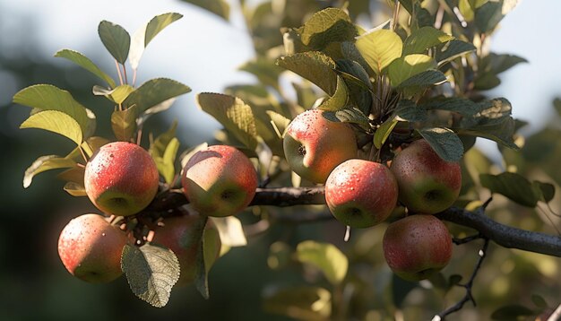 Versheid en zoetheid van rijpe appels in een prachtige boomgaard gegenereerd door kunstmatige intelligentie