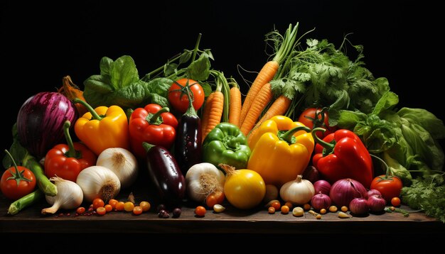 Versheid van de natuur levendige kleuren in een gezonde vegetarische collectie gegenereerd door kunstmatige intelligentie