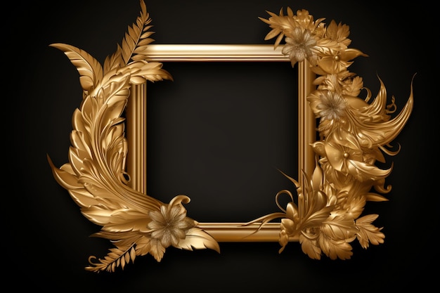 versierd gouden frame op zwart