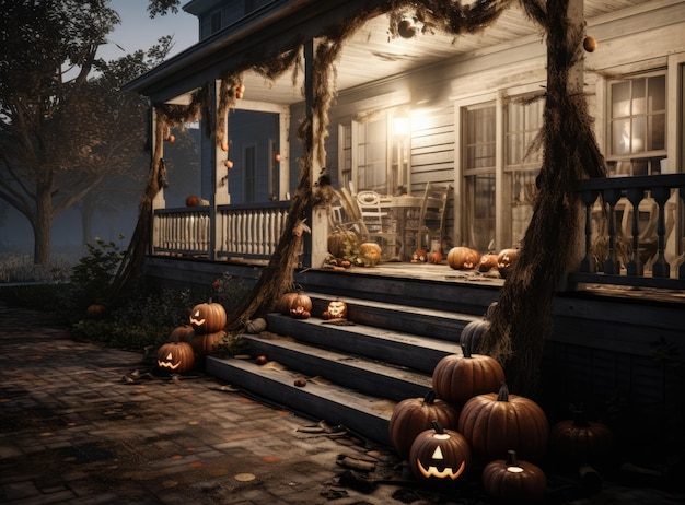 Foto versierde halloween-veranda