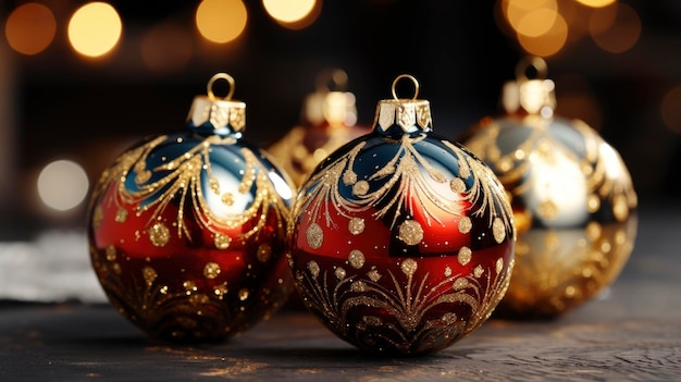 Versierde ornamenten lichten kerstboom heldere achtergrond achtergrond Hd