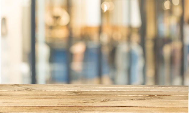 Versleten tafel en vervagen met bokeh achtergrond