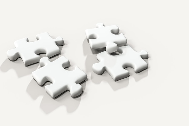 Verspreide blanco puzzels met witte achtergrond 3D-rendering