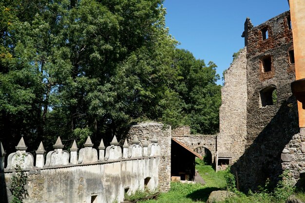 Versterkte muur bij het kasteel van Grodno Zagorze Slaskie Polen