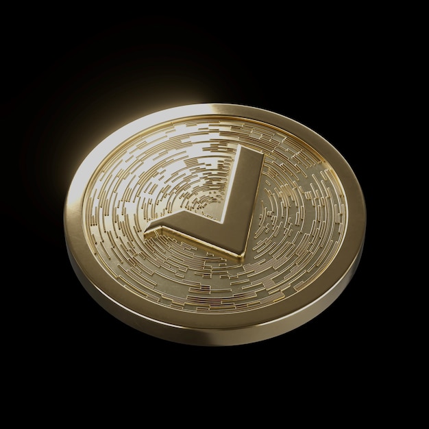Vert 확인 승인 암호 현실적인 금 동전 최소 격리 된 3D 일러스트레이션 배경