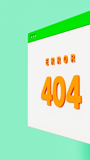 Verticaal beeld van 404 fout drijvend venster op groen podium internetverbindingsprobleem