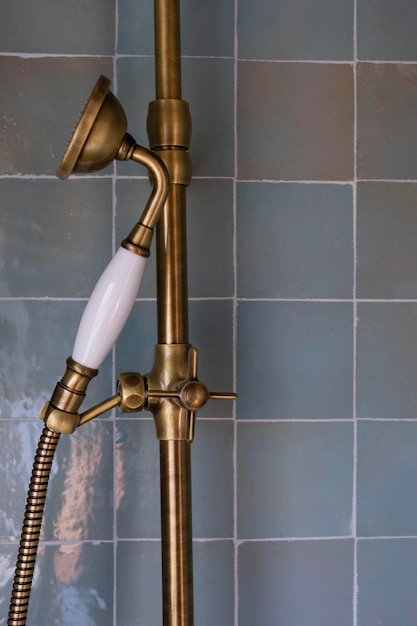 Verticaal schot van de douche het interieur van een modern huis