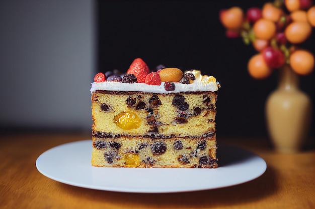 Verticaal schot van heerlijke fruitcake