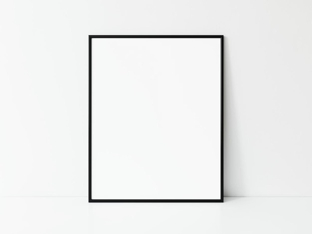 Photo vertical black thin frame mockup minimal black frame black slim frame mock up 3d illustrations