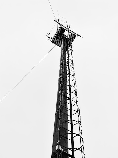 Vertical black and white winter sight tower cyberpunk background backdrop