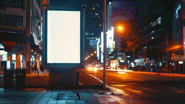 사진 도시 거리의 수직 빈  광고판 배경 건물과 도로 도로 에 있는 도로의 포스터 모의