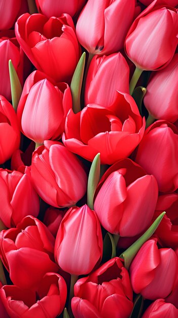 Photo vertical blossoms fresh spring tulip flowers in full bloom