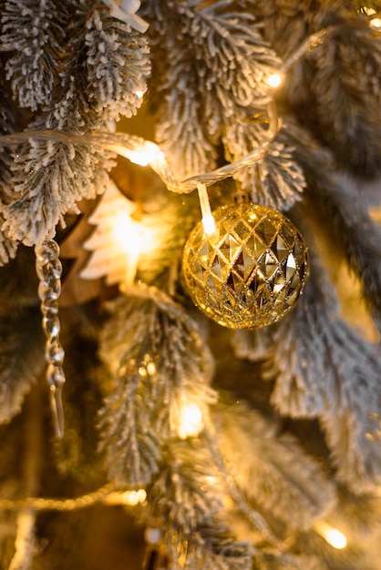 Vertical Christmas Screensaver with New Year39s Toys and Luminous Garland Copy Space