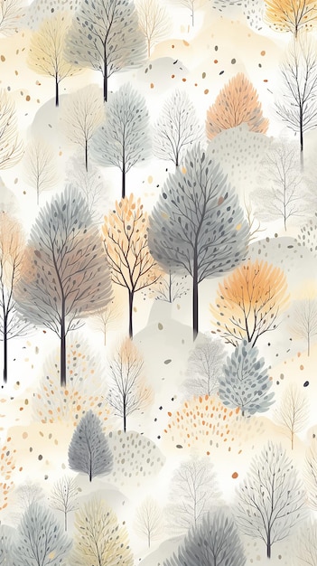 Foto modello di disegno verticale foresta d'autunno nello stile di softcolor softpastel