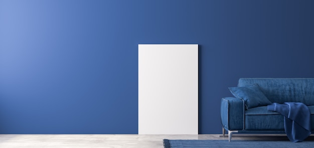 Vertical frame in modern design on blue wall