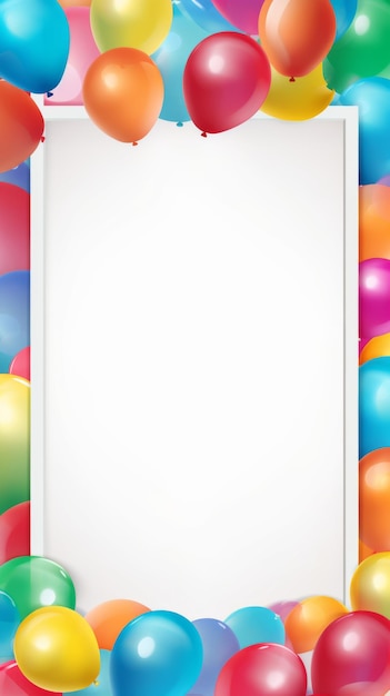 Photo vertical frame with balloons with copy space for birthday event celebration put your own text