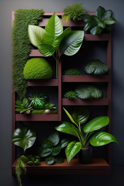 수직 정원 자연 배경 살아있는 녹색 벽 실내 정원 다양한 열대 우림 f