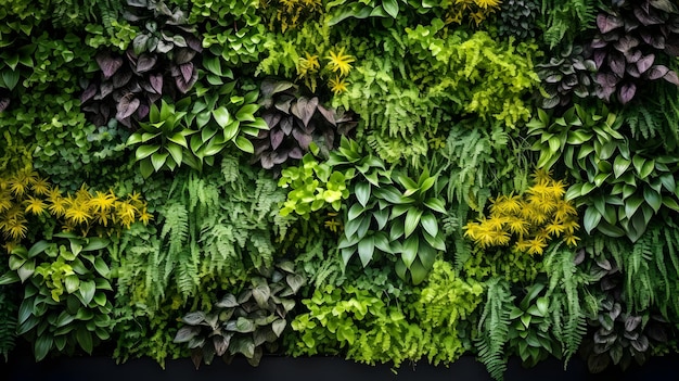 Vertical garden wall with cascading plants