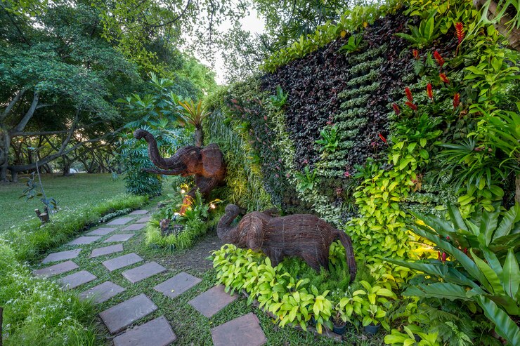 Vertical gardening in harmony with nature in the park.
