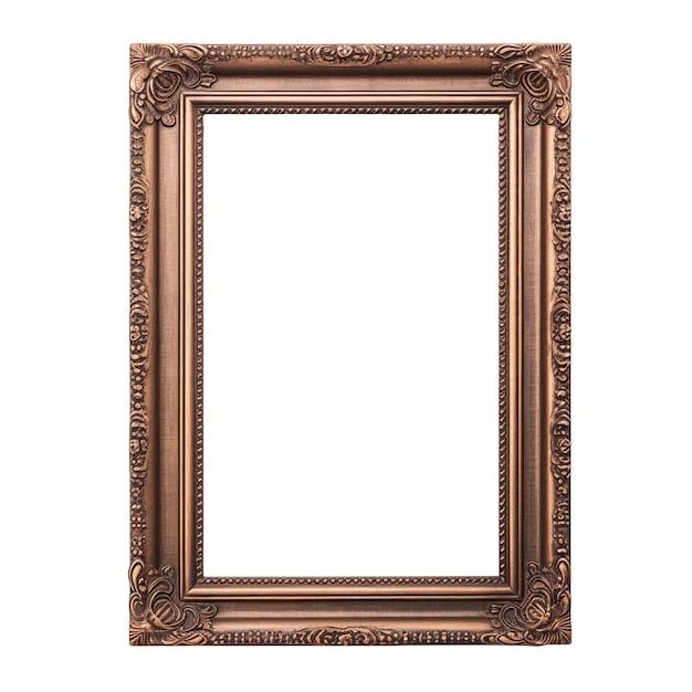 Photo vertical golden frame on a transparent background