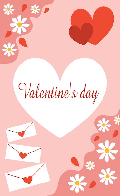 Photo vertical greeting card with congratulations on valentines day