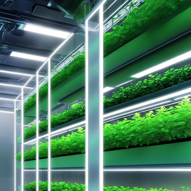 Vertical Hydroponic green Plant generative art by AI