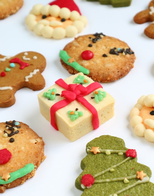Vertical Image of Set of Christmas Cookies on a White Background