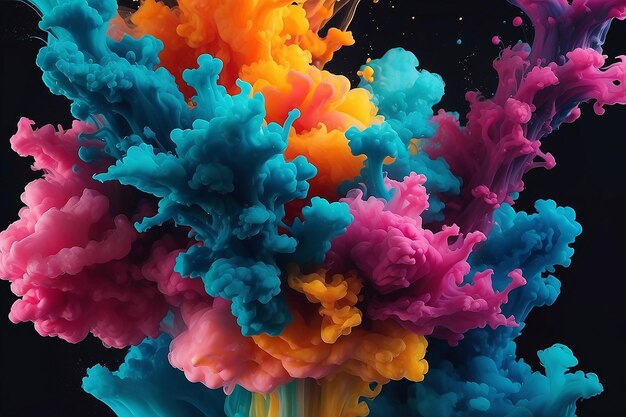 물 속의 수직 잉크 추상적인 배경 움직임 색상 벽지 다채로운 잉크 구름