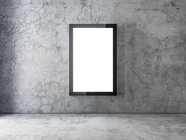 Vertical lightbox Mockup on concrete wall poster frame advertising street stand 3d rendering