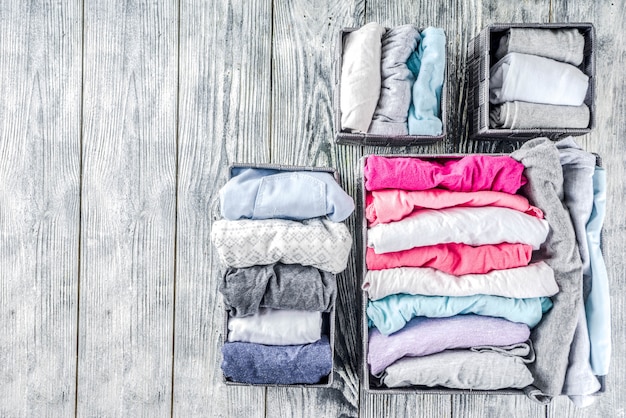 Vertical Marie Kondo tidying clothes method