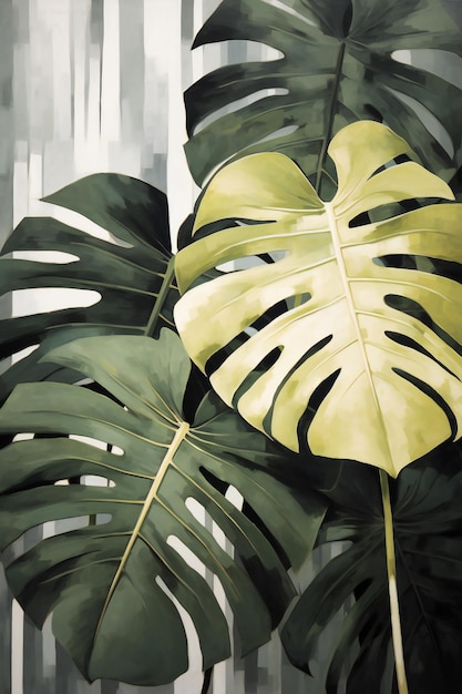 vertical orientation monstera leaves background Tropical leaves Monstera plants