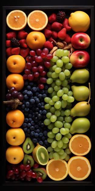 Vertical Orientation Ocean Fruit Box with Assorted Fruits and Vegetables