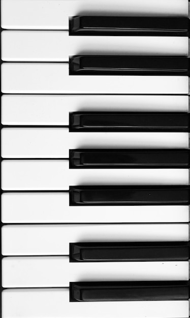 Vertical overhead shot of piano keys