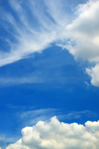 Vertical Photo of Two Types of Clouds on the Vibrant Blue Sunny Sky, Bangkok, Thailand