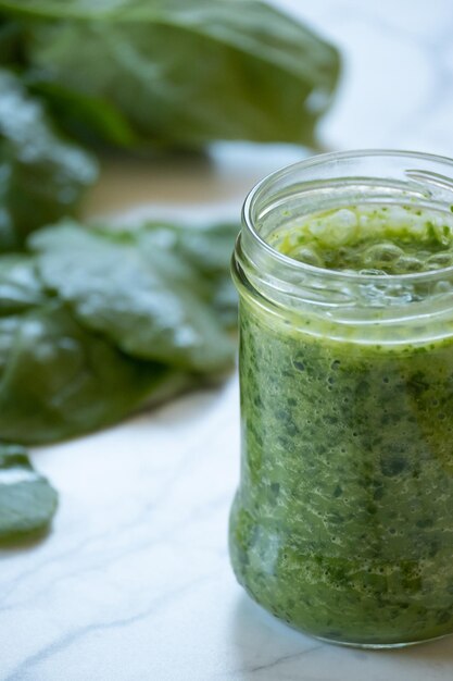 Vertical plan of detox spinach smoothie