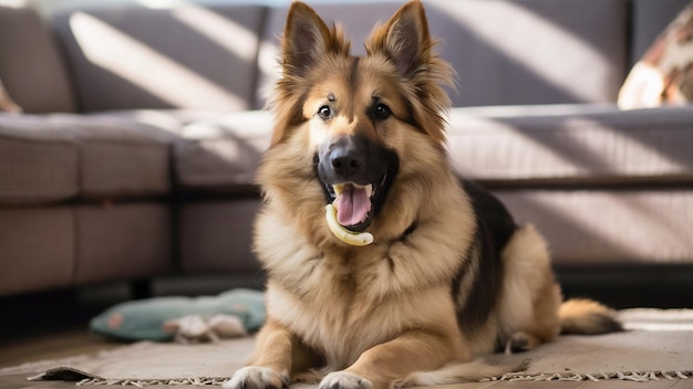 Vertical portrait of a domestic cute german shepherd type of dog